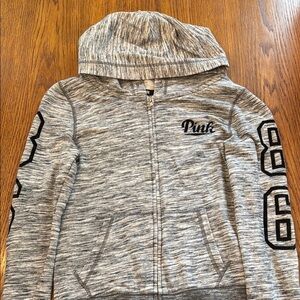 PINK Victoria's Secret Gray and Black Hoodie Sweatshirt